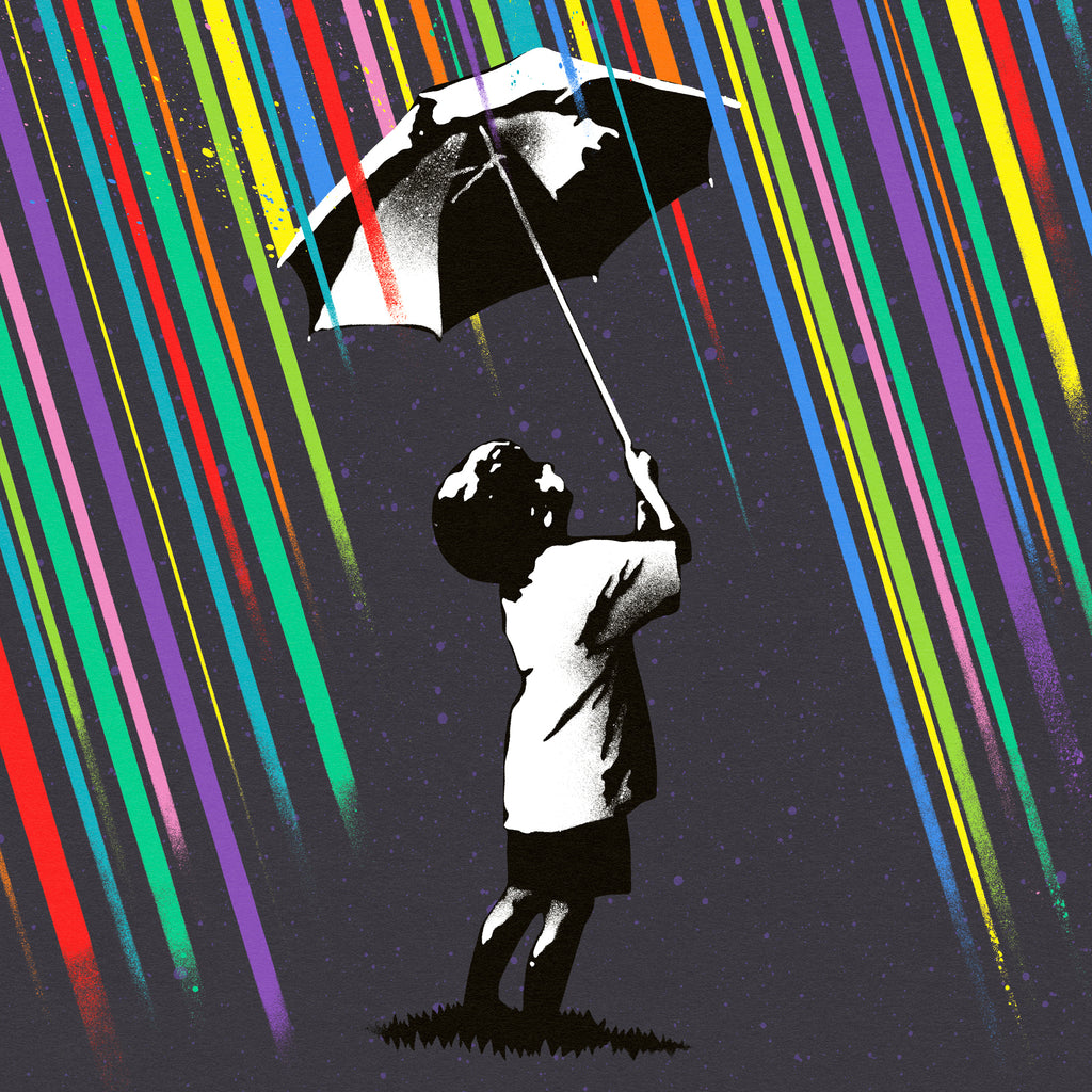 'Not Everything Is So Black & White' - Vibrant stencil-style giclee art print by UK artist Lee Eelus.