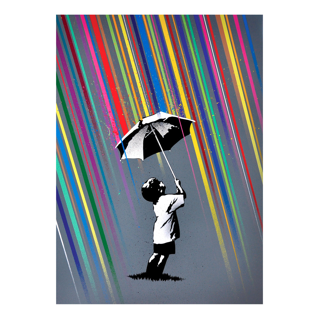 'Not Everything Is So Black & White' - rainbow coloured contemporary urban art painting by UK artist Lee Eelus