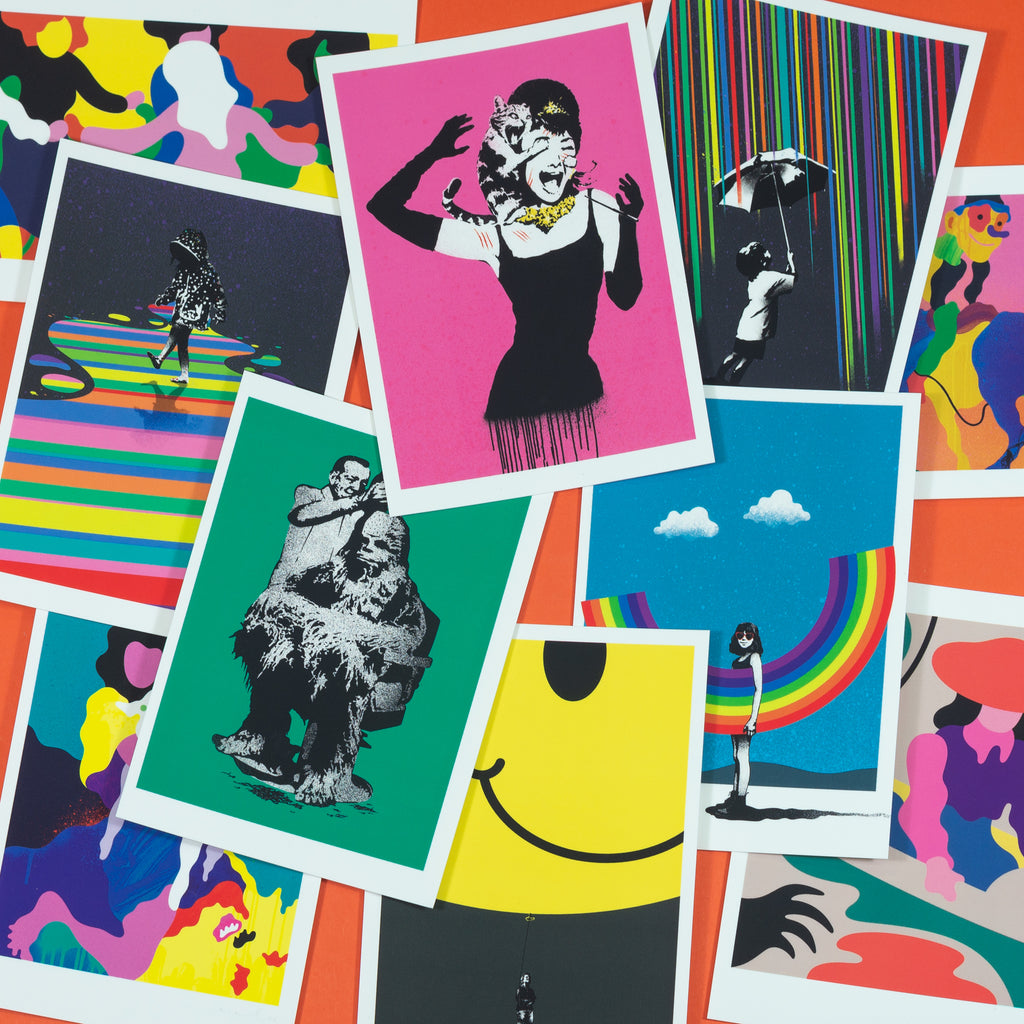 Pack of 10 vibrant art postcards by UK artist Lee Eelus