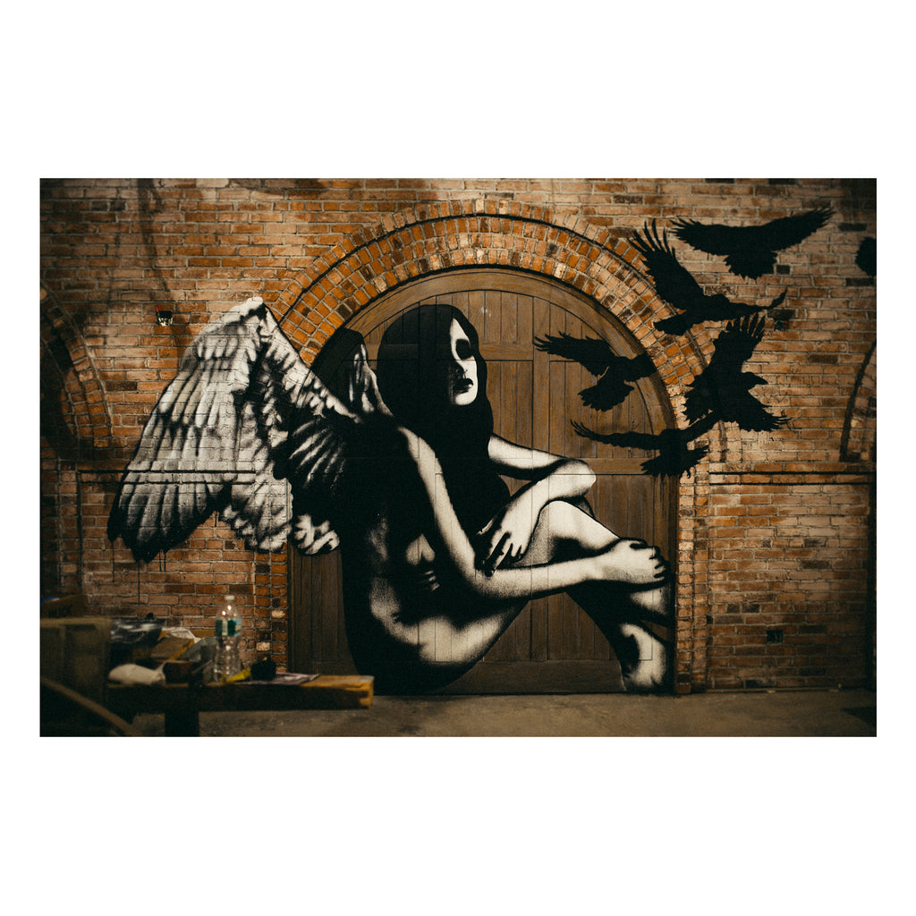 'Vandal' - Angel themed murals inside NYC's 'Vandal' restaurant by UK artist and muralist Lee Eelus