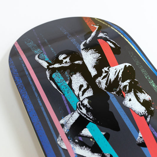 'Where They'll Never Find Us' - Contemporary urban art style limited edition skatedeck by UK artist Lee Eelus